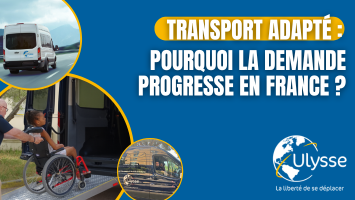Véhicules Ulysse et accompagnement d’une personne en fauteuil roulant illustrant le transport adapté et les opportunités de franchise en France